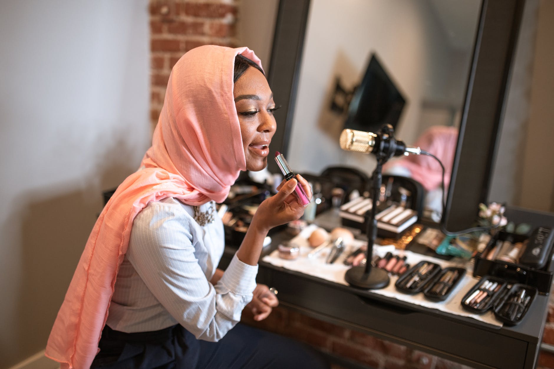 Doing her make over vlog