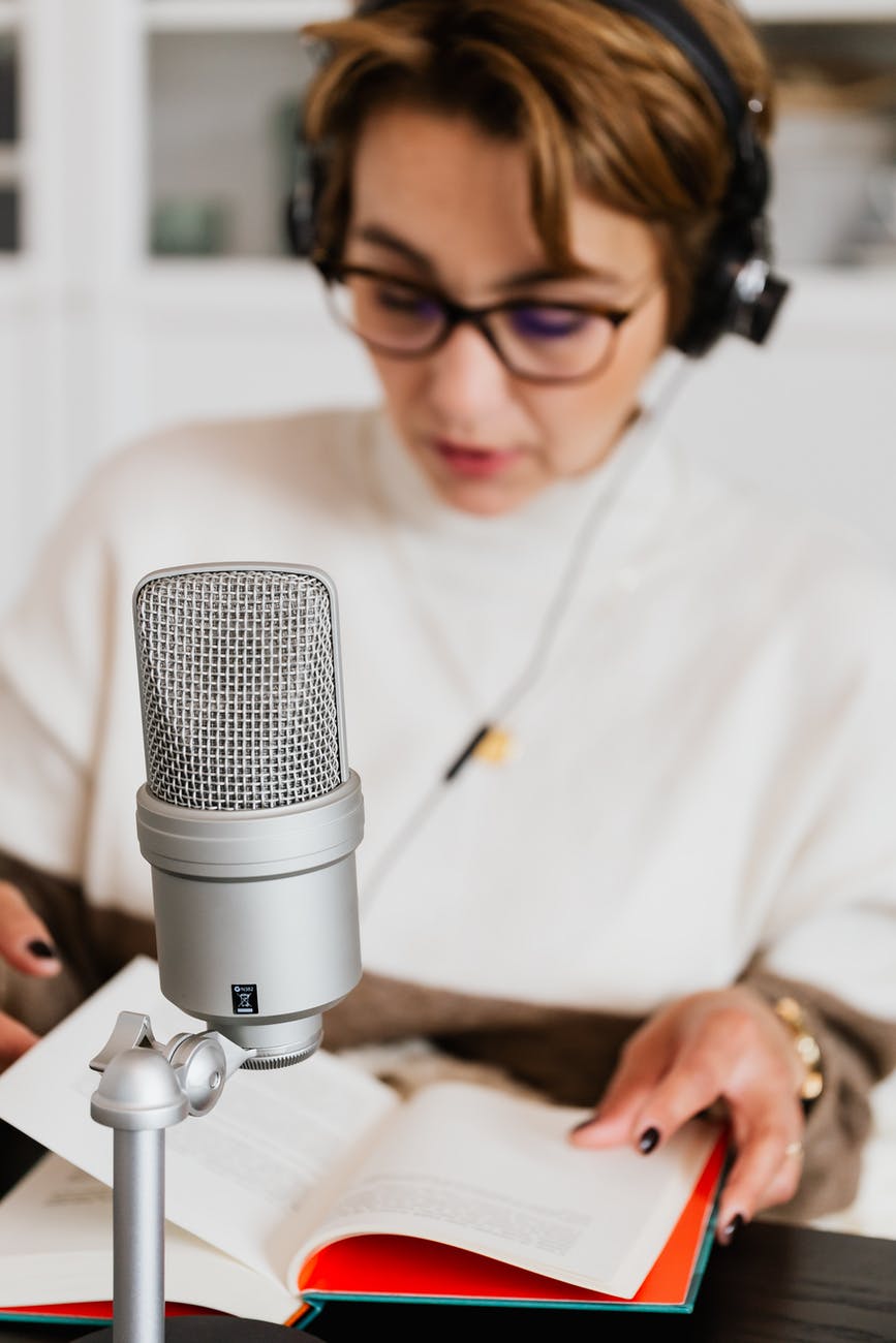 She is doing podcasting